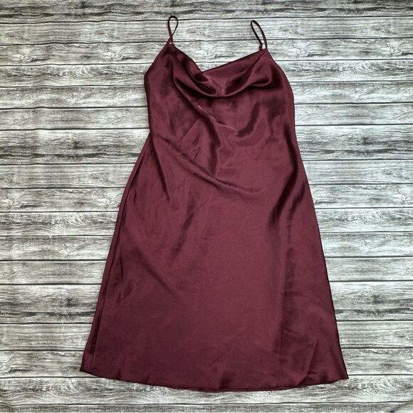 DB Studio Women's Midi Slip Cowl Dress 10 Merlot Burgundy Garnet Red Adjustable - Picture 3 of 13